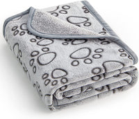 HKM-6915901 Cozy Flannel Pet Blanket with Gray Cut Flower Footprints