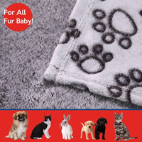 HKM-6915901 Cozy Flannel Pet Blanket with Gray Cut Flower Footprints