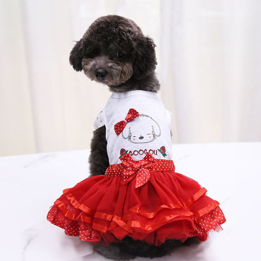 HKM-6916669 Solid Color Cotton Pet Skirt with Plush Design