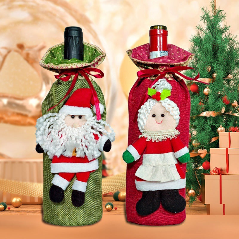 HKM-691667 Christmas-Themed Wine Bottle Cover for Holiday Celebrations, Cloth Material