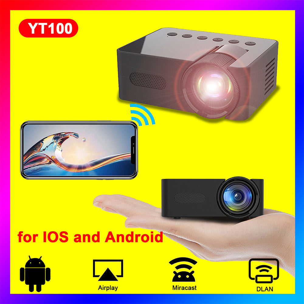 HKM-691859 Mini Portable Home Projector with Wireless Screen Mirroring, USB Power Supply, and Built-in Speaker - Compact and Lightweight Design