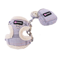 HKM-6918845 Sky Blue Checkered Chest Harness with Convenient Buckle Design for Pets