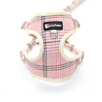 HKM-6918845 Sky Blue Checkered Chest Harness with Convenient Buckle Design for Pets