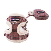 HKM-6918845 Sky Blue Checkered Chest Harness with Convenient Buckle Design for Pets