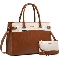 HKM-691923 Large Leather Work Tote for Women, Fits 15.6-17 Inch Laptops, Office Handbag and Briefcase