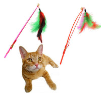 HKM-6919869 Colorful Feather Fishing Rod Cat Toy with Bell