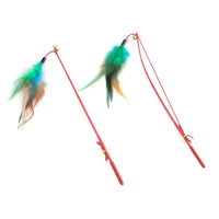 HKM-6919869 Colorful Feather Fishing Rod Cat Toy with Bell