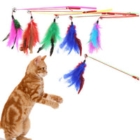 HKM-6919869 Colorful Feather Fishing Rod Cat Toy with Bell