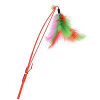 HKM-6919869 Colorful Feather Fishing Rod Cat Toy with Bell