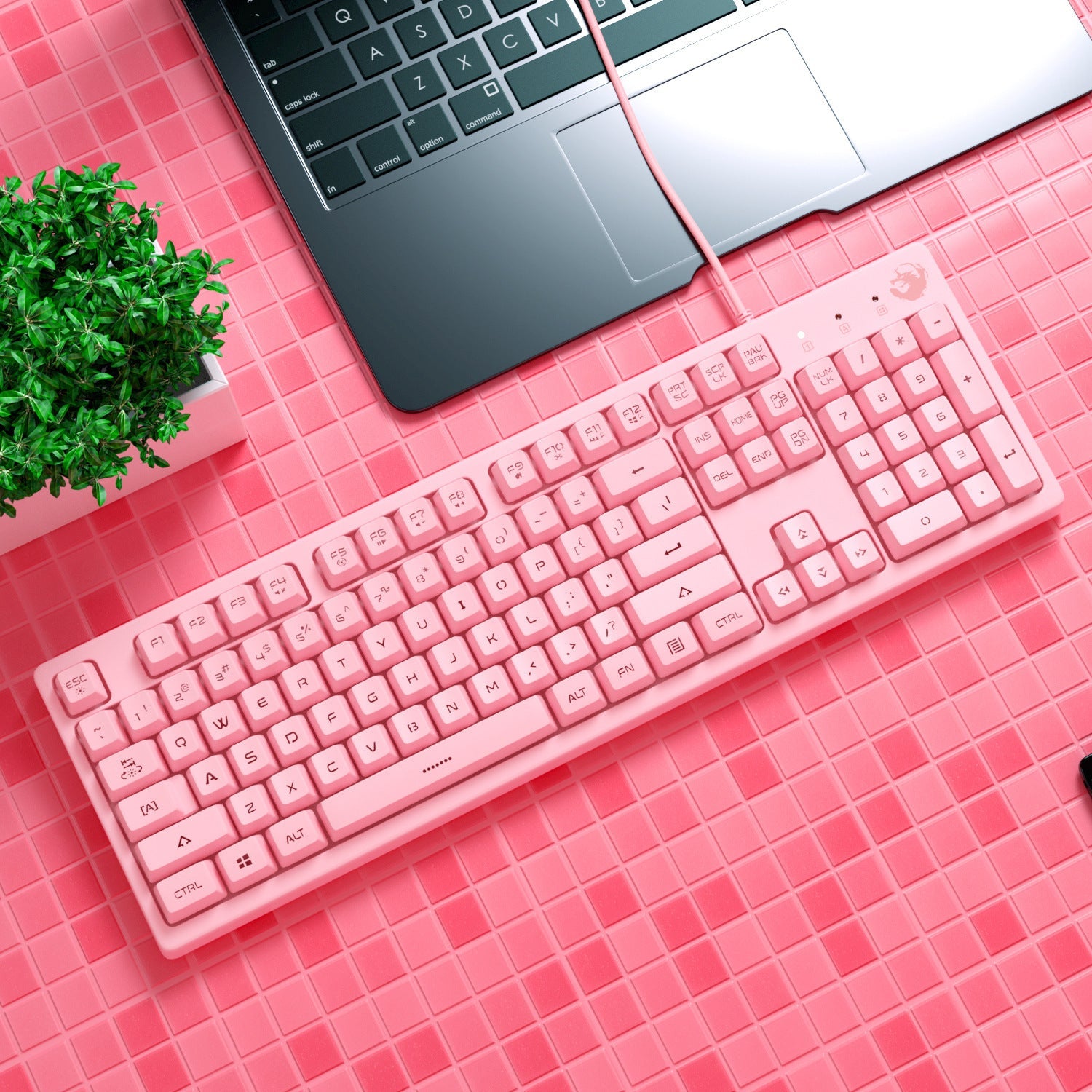 HKM-692051 Membrane Mechanical Keyboard with 104 Keys and USB Interface, Waterproof Design, 1.8m Cable Length