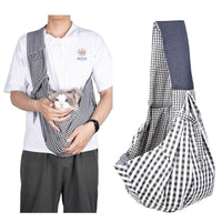HKM-6921277 Foldable Portable Pet Backpack - Medium Soft Cotton Cat Carrier in Black and White or Red and Black Plaid
