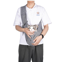 HKM-6921277 Foldable Portable Pet Backpack - Medium Soft Cotton Cat Carrier in Black and White or Red and Black Plaid