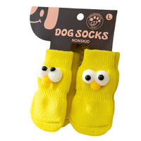 HKM-6921661 Adorable Anti-Slip Dog Socks with Cartoon Big Eyes for Comfort and Winter Protection