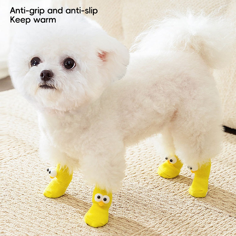 HKM-6921661 Adorable Anti-Slip Dog Socks with Cartoon Big Eyes for Comfort and Winter Protection