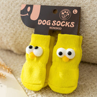 HKM-6921661 Adorable Anti-Slip Dog Socks with Cartoon Big Eyes for Comfort and Winter Protection