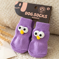 HKM-6921661 Adorable Anti-Slip Dog Socks with Cartoon Big Eyes for Comfort and Winter Protection