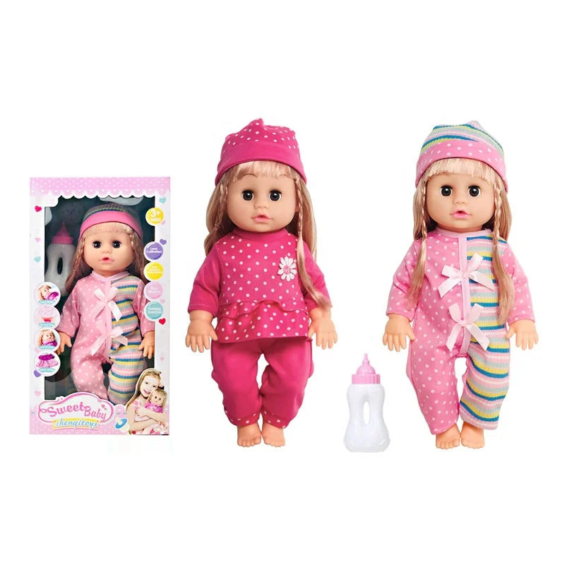 HKM-692179 14 Inch Vinyl Baby Doll Toy with 4 Sounds for Kids Ages 2-7
