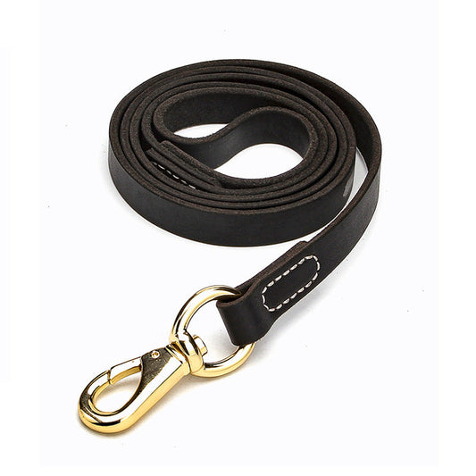 HKM-692179 Leather Cowhide Dog Leash for Medium to Large Dogs, 110CM & 160CM Lengths
