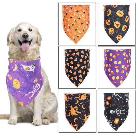 HKM-6922429 Halloween-Themed Decorative Towel for Pets - Polyester Scarf Size 20-46cm