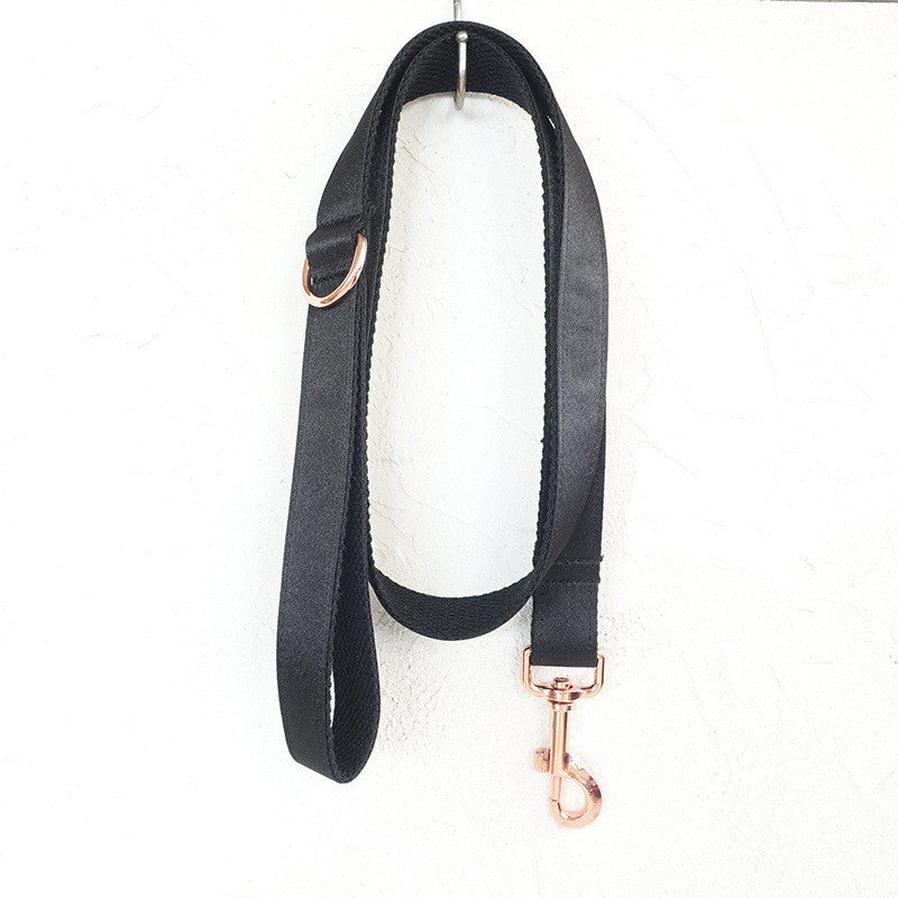 HKM-692243 Portable Polyester Dog Leash with Alloy Buckle - Non-Expandable, Available in XS to XL, Black
