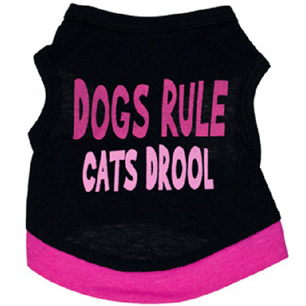 HKM-6923197 Cotton Black Printed Vest for Dogs with Pink Letter Design, Casual Style