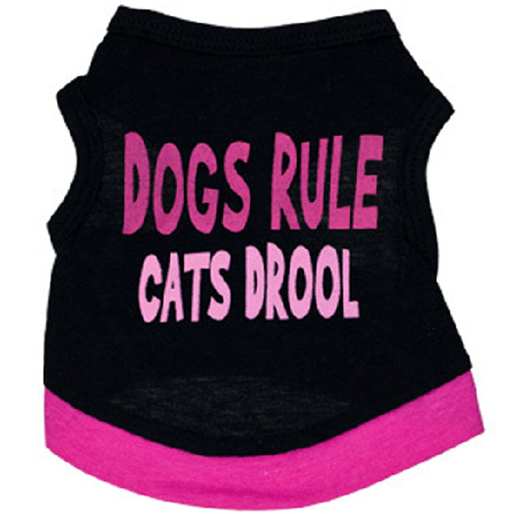 HKM-6923197 Cotton Black Printed Vest for Dogs with Pink Letter Design, Casual Style