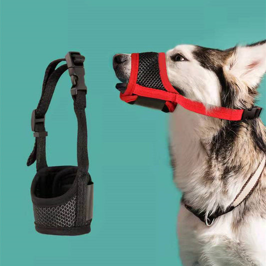 HKM-6924477 Dog Mouth Cover - Polyester Pet Muzzle in Black, Red, Green, Pink (XS-XXL)