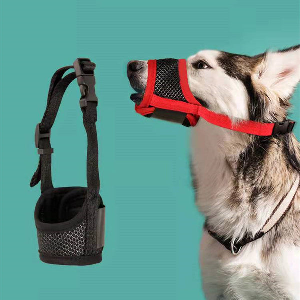 HKM-6924477 Dog Mouth Cover - Polyester Pet Muzzle in Black, Red, Green, Pink (XS-XXL)