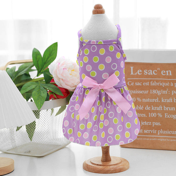 HKM-6925373 Polka Dot Skirt for Cats and Dogs, Thin PET Sling Dress in Various Colors and Sizes