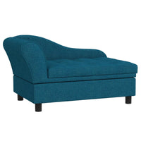 HKM-6926269 Cozy Dark Blue Pet Sofa with Storage for Small Dogs - Tufted Cushion and Armrests
