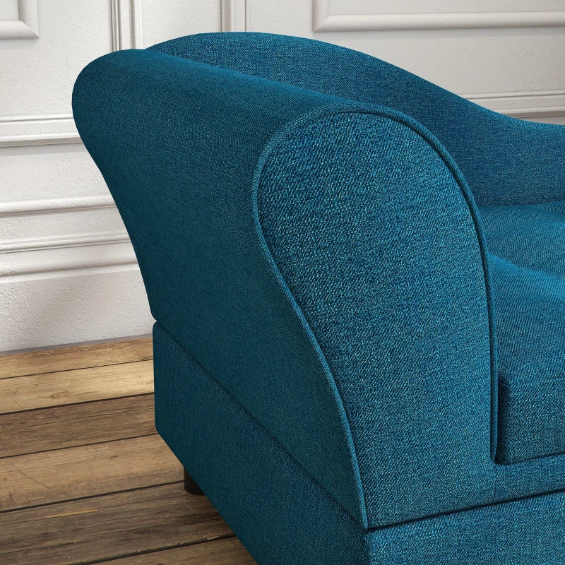 HKM-6926269 Cozy Dark Blue Pet Sofa with Storage for Small Dogs - Tufted Cushion and Armrests