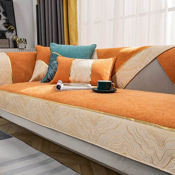 HKM-692755 Chenille Light Luxury Striped Sofa Cushion Covers in Multiple Sizes and Colors