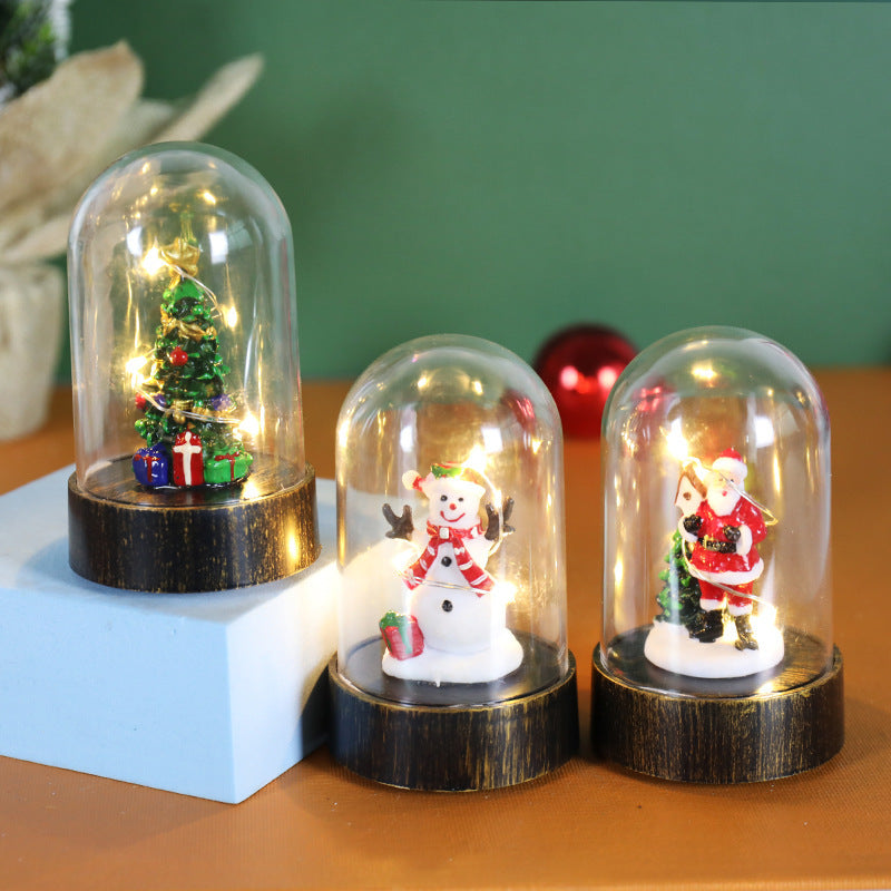HKM-692819 Christmas-Themed Small Night Lamp with Snowman, Old Man, and Tree Ornaments