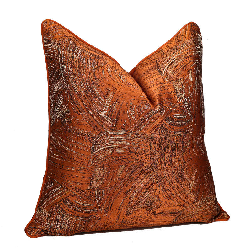 HKM-692819 Geometric Abstract Orange Pillow Cover for Living Room - 30x50cm, 45x45cm, 50x50cm Sizes