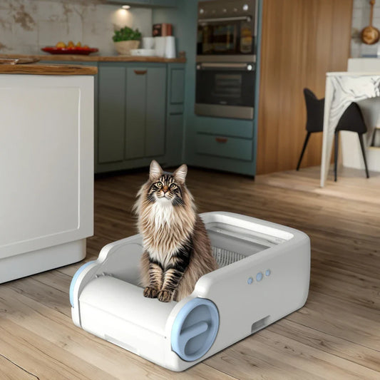 HKM-692819 Smart Self-Cleaning Cat Litter Box with Odor Control and APP Functionality, 10kg Capacity
