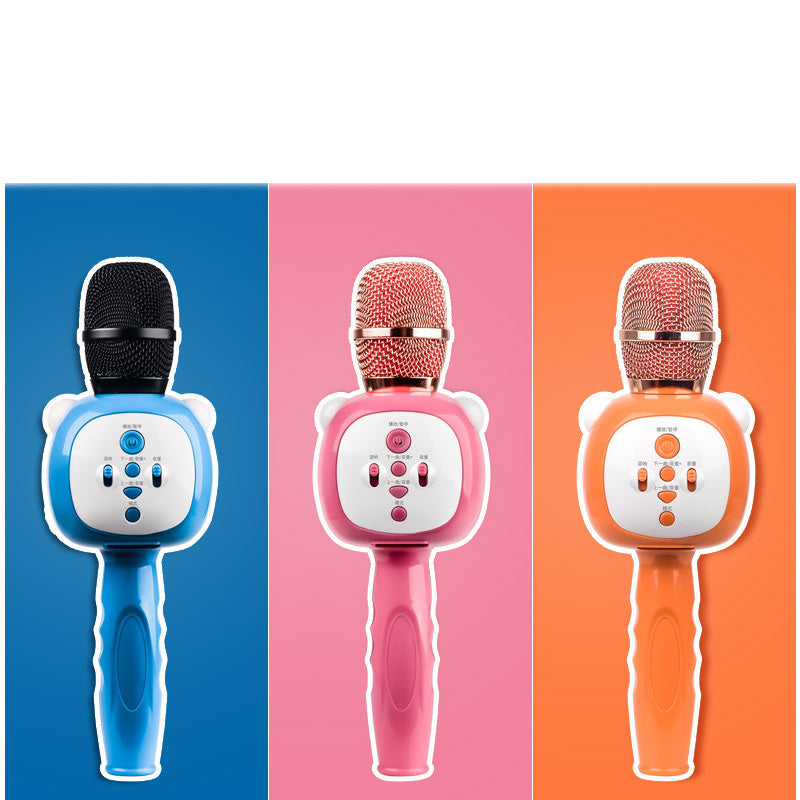 HKM-692883 Kids Bluetooth Dynamic Microphone with Battery and Audio Cables - Portable 258mm Design