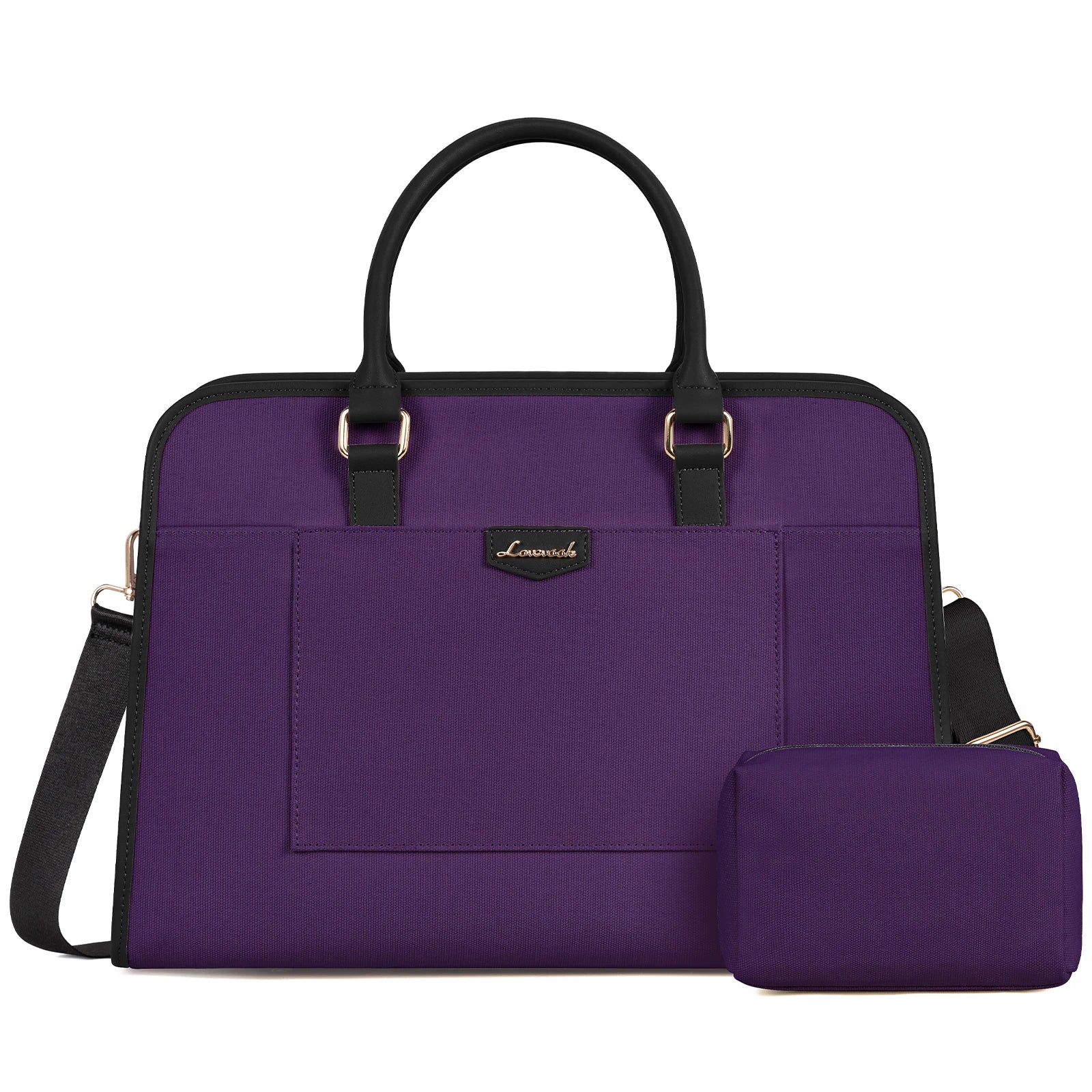 HKM-693075 Stylish Large 2-Piece Handbag Set for Women - 15.6 inch Canvas Laptop Tote and Briefcase