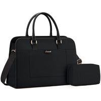 HKM-693075 Stylish Large 2-Piece Handbag Set for Women - 15.6 inch Canvas Laptop Tote and Briefcase