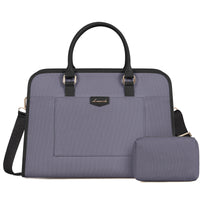 HKM-693075 Stylish Large 2-Piece Handbag Set for Women - 15.6 inch Canvas Laptop Tote and Briefcase