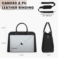 HKM-693075 Stylish Large 2-Piece Handbag Set for Women - 15.6 inch Canvas Laptop Tote and Briefcase