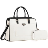 HKM-693075 Stylish Large 2-Piece Handbag Set for Women - 15.6 inch Canvas Laptop Tote and Briefcase