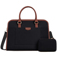 HKM-693075 Stylish Large 2-Piece Handbag Set for Women - 15.6 inch Canvas Laptop Tote and Briefcase