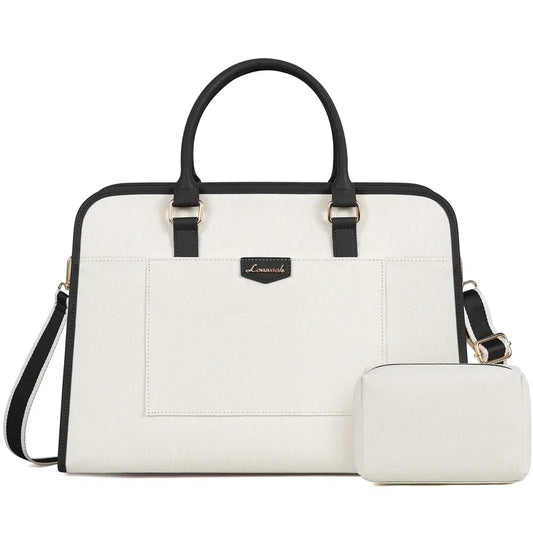HKM-693075 Stylish Large 2-Piece Handbag Set for Women - 15.6 inch Canvas Laptop Tote and Briefcase