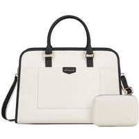 HKM-693075 Stylish Large 2-Piece Handbag Set for Women - 15.6 inch Canvas Laptop Tote and Briefcase