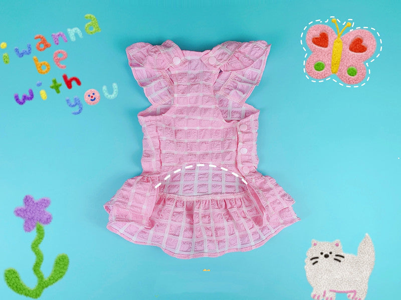 HKM-6931133 Folding Lace Plaid Pet Skirt for Cats and Dogs in Various Colors and Sizes