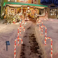 HKM-693139 Solar Powered Christmas Crutch Lights - Decorative Landscape Lamps in Star and Snowflake Designs