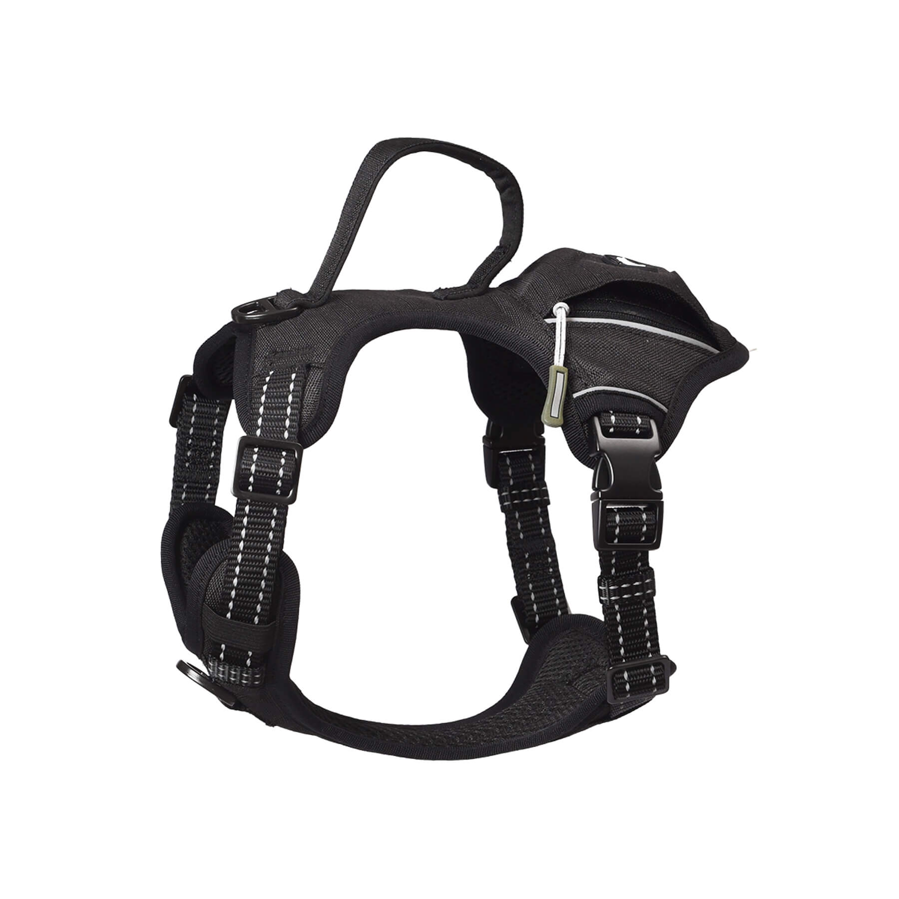 HKM-6932029 Durable Tactical Dog Harness with Poop Bag Dispenser & No Pull Front Clip, Brown, Size S