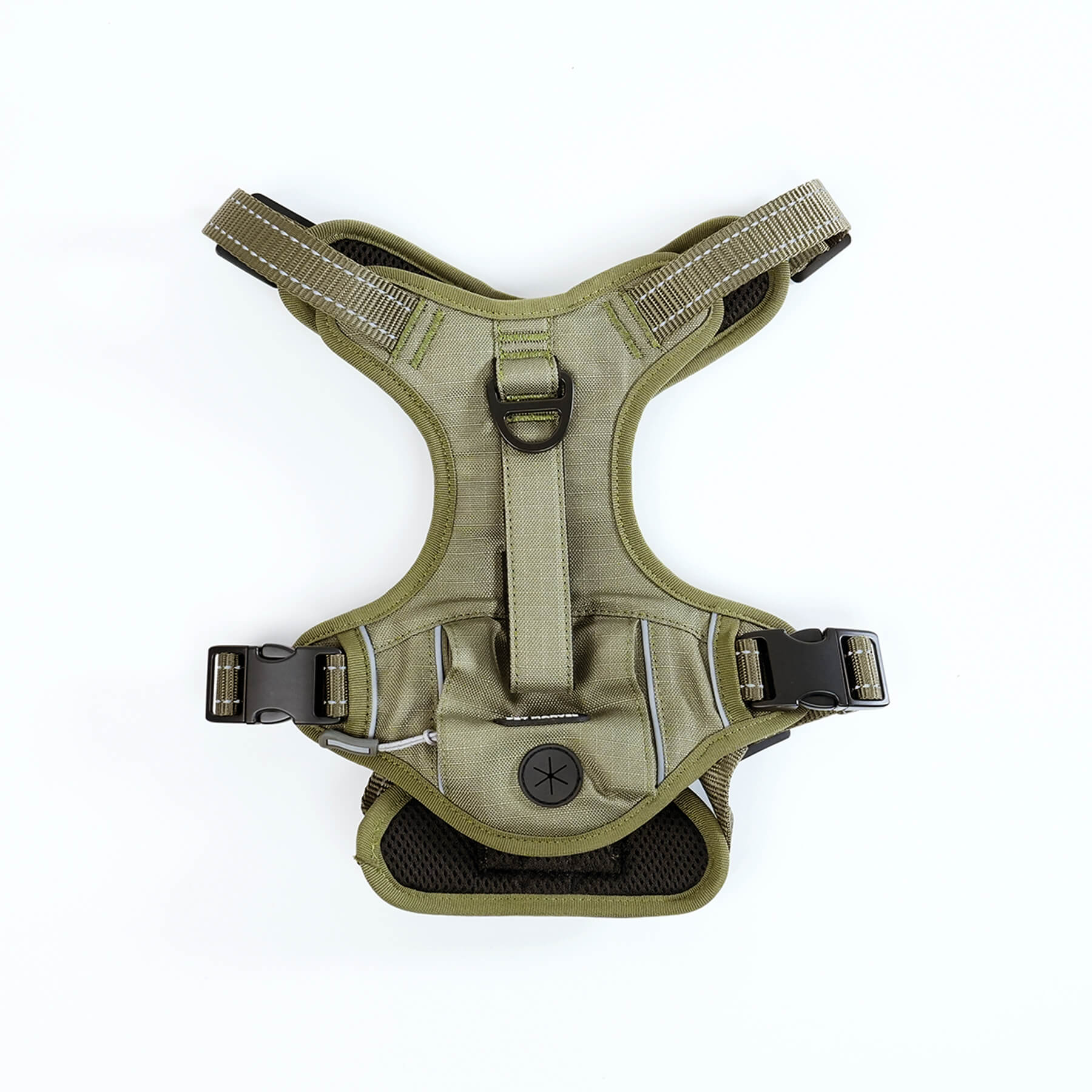 HKM-6932029 Durable Tactical Dog Harness with Poop Bag Dispenser & No Pull Front Clip, Brown, Size S