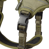 HKM-6932029 Durable Tactical Dog Harness with Poop Bag Dispenser & No Pull Front Clip, Brown, Size S