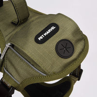 HKM-6932029 Durable Tactical Dog Harness with Poop Bag Dispenser & No Pull Front Clip, Brown, Size S